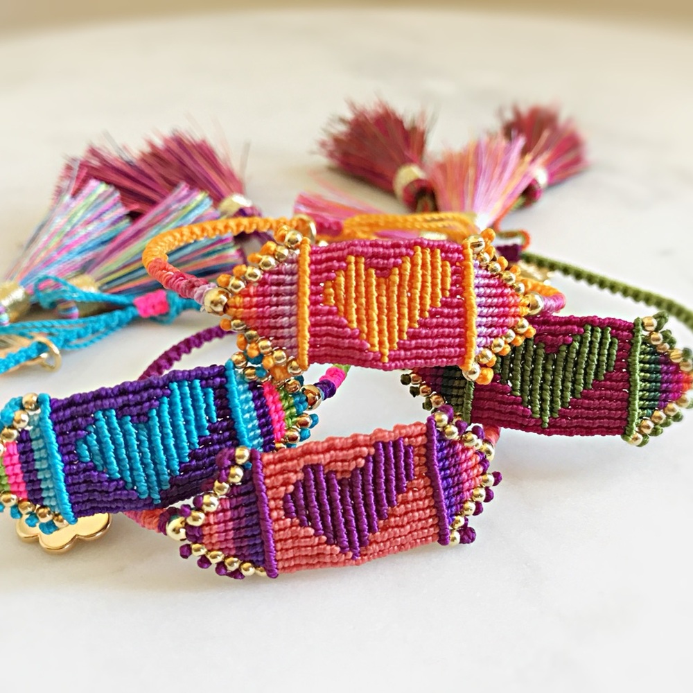 Colorful Heart Woven Bracelets Set